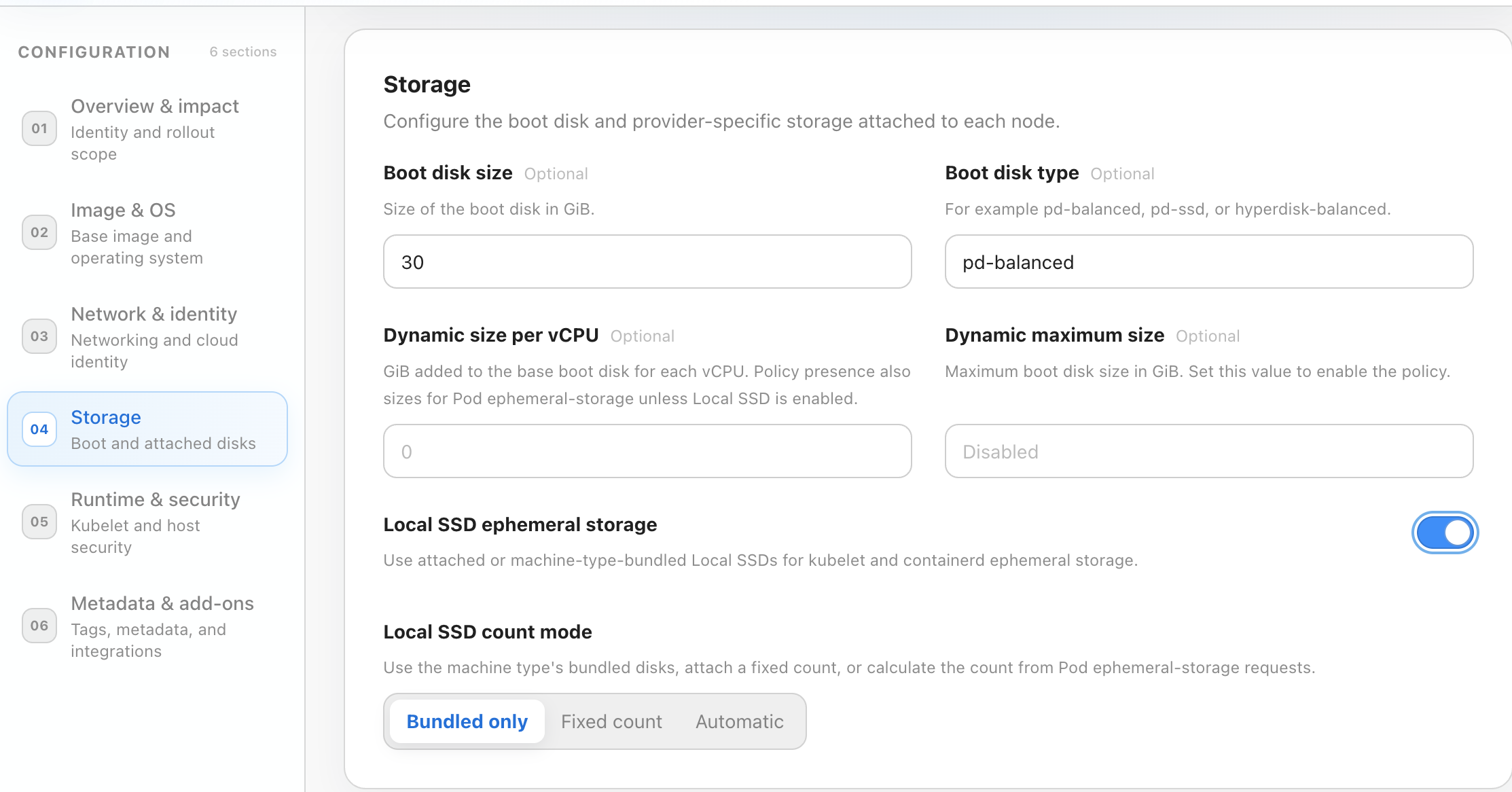 Configure Local SSD ephemeral storage in a GKE NodeClass